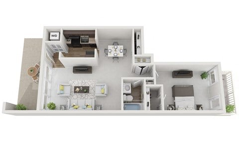 Floor plan for 1 bed, 1 bath, 759 sqft